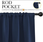 NICETOWN Navy Curtains Blackout Draperies - Modern Design Thermal Insulated Rod Pocket Blackout Drapes for Kid's Bedroom, Window Covering (1 Pair, 52 x 63 inches)