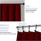 Simplebrand Ava Red Blackout Curtains for Bedroom 72 Inch Length 2 Panels Set, Privacy Thermal Insulated Rod Pocket Door Window Curtains for Patio French Front Door, W40 x L72 Inch, Red