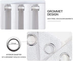 MIULEE 100% Blackout Linen Curtains for Bedroom 52x108 Inches Grayish White