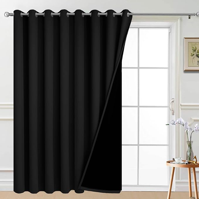 Yakamok Black 100% Blackout Patio Door Curtain Panels W100 x L96,1 Panel