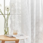 YJ YANJUN Vintage Lace Curtains White Sheer Curtains 96 inches Long 2 Panels Old Fashion Floral Victorian Voile Panels for Living Room Bedroom Rod Pocket Light Filtering 52Wx 96L