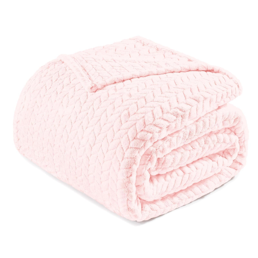 Exclusivo Mezcla Soft Fleece Bed Blanket Twin Size, 60”x80”, Pink