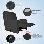 PureFit Super Stretch Chair Sofa Slipcover with Pocket – Spandex Non Slip Soft Couch Sofa Cover, Washable Furniture Protector with Elastic Bottom for Kids, Pets （Recliner, Dark Gray）