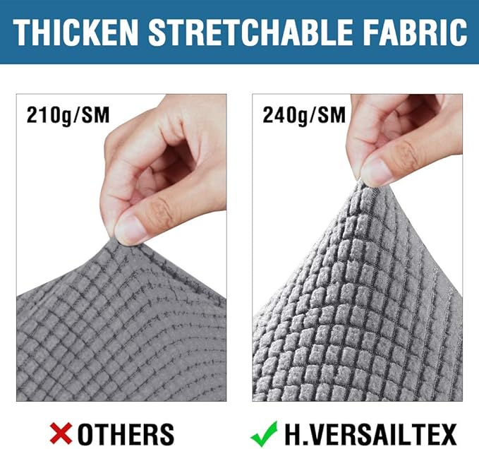 H.VERSAILTEX 3 Piece Stretch Sofa Covers for 2 Cushion Sofa Couch Covers for Living Room Furniture Cover (Base Cover Plus 2 Seat Cushion Covers) Thicker Jacquard Fabric(Large Sofa, Dove)