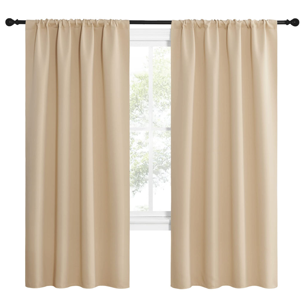 NICETOWN Kitchen Room Darkening Curtains - Panel Home Fashion Thermal Insulated Solid Rod Pocket Curtains for Window(Biscotti Beige, 1 Pair, 42 inches Wide by 72 inches Long)