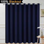 Yakamok 100% Blackout Sliding Door Curtains, Thermal Insulated Grommet Full Light Shading Sliding Door Drape Room Divider Curtain for Living Room/Space, Navy Blue, W100 x L84, 1 Panel