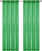 SpaceDresser Basic Rod Pocket Sheer Voile Window Curtain Panels Green 1 Pair 2 Panels 52 Width 36 Inch Long for Kitchen Bedroom Children Living Room Yard（Green, 52W x 36L）