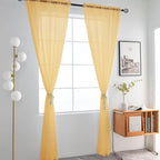 SpaceDresser Basic Rod Pocket Sheer Voile Window Curtain Panels Gold 1 Pair 2 Panels 52 Width 84 Inch Long for Kitchen Bedroom Children Living Room Yard（Gold, 52W x 84L）