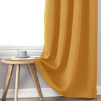ChrisDowa 100% Blackout Curtains for Bedroom with Black Liner, 2 Thick Layers Total Blackout Thermal Insulated Grommet Small Window Curtains 2 Panels Set (Mustard Yellow, 42 x 54 Inch)