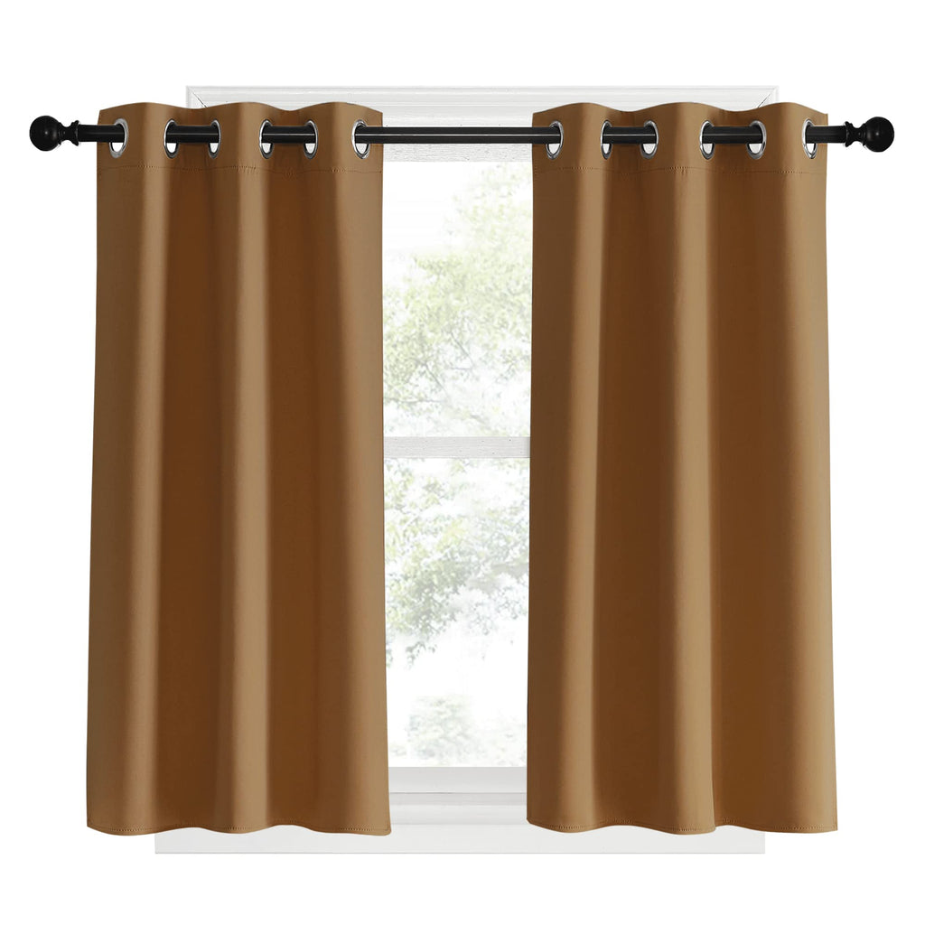 NICETOWN Window Curtains Blackout Drapes, 1 Pair, 34 by 40-inch, Gold Brown, Thermal Insulated Decorative Blackout Curtains/Draperies for Laundry