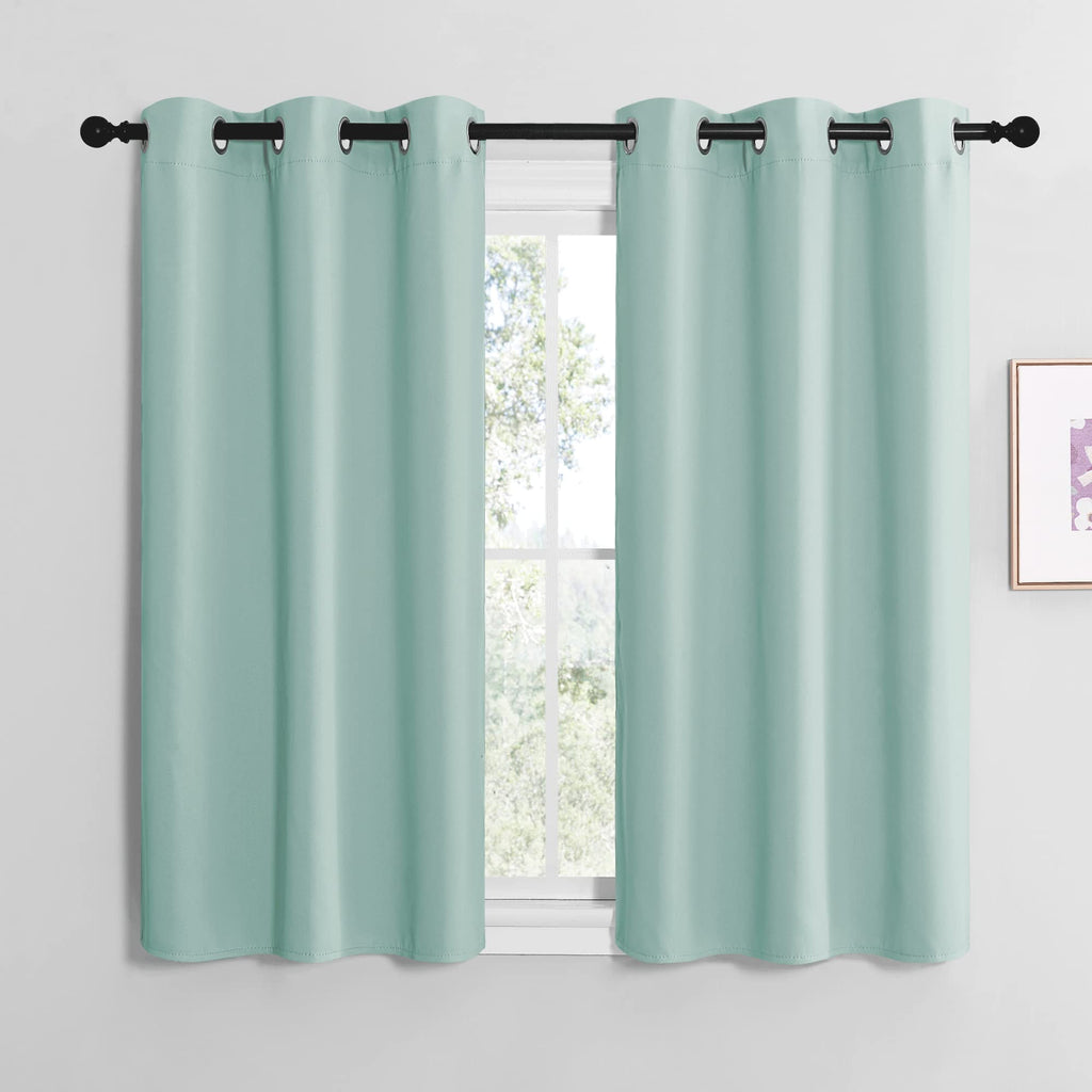 NICETOWN Bedroom Curtains Blackout Drapery Panels, Three Pass Microfiber Thermal Insulated Solid Ring Top Blackout Window Curtains/Drapes (Two Panels, 42 x 50 inches, Gray)