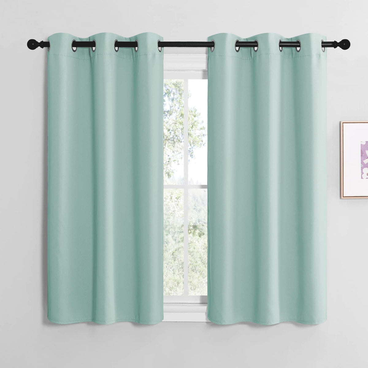 NICETOWN Bedroom Curtains Blackout Drapery Panels, Three Pass Microfiber Thermal Insulated Solid Ring Top Blackout Window Curtains/Drapes (Two Panels, 42 x 50 inches, Gray)
