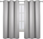 LEMOMO Light Grey Blackout Curtains 34 x 63 Inch Length/Set of 2 Curtain Panels/Thermal Insulated Room Darkening Blackout Curtains for Bedroom