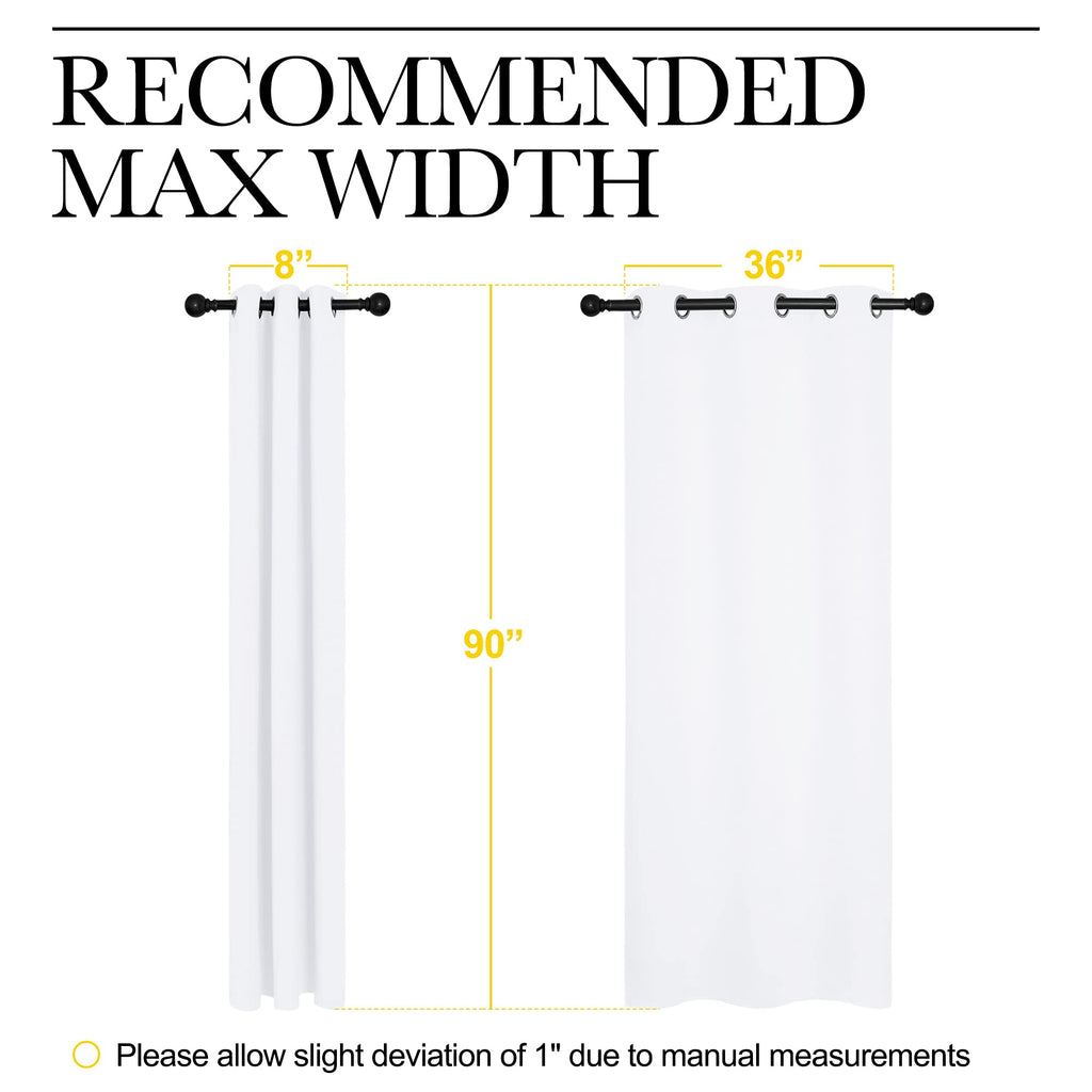 NICETOWN Solid Window Curtain Panels, Grommet, Polyester, Bedroom, White, 42 x 90, Pack of 2