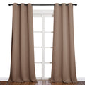 NICETOWN Light Reducing Grommet Curtains - Tripe Woven Textured Soft Curtain Panels for Living Room Window Treatment Drapes (2 Panels, W42 x L90, Cappuccino)