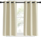 NICETOWN Blackout Beige Curtains and Drapes, Beigs, Set of 2, W34 x L40, Window Treatment Thermal Insulated Solid Grommet Blackout Draperies for Kitchen/Cafe