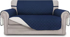 Easy-Going Reversible Loveseat Couch Cover for 2 Cushion Couch Sofa Cover for Dogs Water Resistant Furniture Protector with Foam Sticks Elastic Straps for Pet (Loveseat, Navy/Ivory)