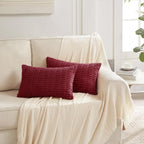 Fancy Homi 4 Packs Burgundy Decorative Throw Pillow Covers 12x20 Inch for Living Room Couch Bed, Holiday Christmas Home Decor Gift, Soft Plush Corduroy Cute Square Accent Cushion Case 30x50 cm