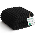 HIMEET Black King Size Blanket for Bed, 300GSM Ribbed Fleece, 108 x 90 in