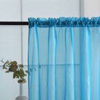 SpaceDresser Sheer Voile Window Treatment Rod Pocket Curtain Panels for Kitchen Bedroom Living Room Drapes Sunlight Filtering Privacy Semi Home Decor Assorted Colors Sizes (Cyan Blue, 52 W x 54 L)