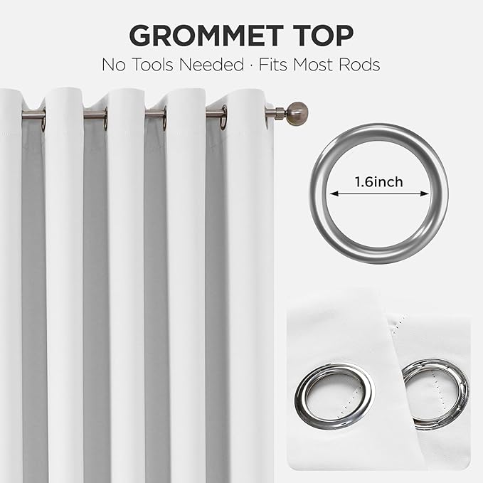 Joydeco Blackout Door Curtain for Doorway Privacy 80 Inches Long, Grommet Closet Curtain for Open Closet, Room Divider for Bedroom Living Room (Pure White, 32Wx80L, 1 Panel)