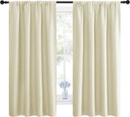 NICETOWN Blackout Curtains for Living Curtains, Room Darkening Window Curtain Panels, Easy-Care Solid Thermal Insulated Draperies/Drapes for Daughter Room (Beige, 2 Panels, 42 by 63)