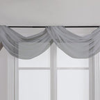 Chyhomenyc Charcoal Grey Sheer Scarf Valances for Windows 216 Inch Extra Long, Window Scarf Drapes Rod Pocket Backdrop for Wedding Arch Draping/Party/Canopy Bed/Living Room, 2PC, 18 Feet Length