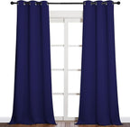 NICETOWN Window Drapes Long Curtains - Living Room Panels Grommet Top Window Treatment for Hall & Guest Room (Navy Blue, 42 inches Wide x 95 inches Long, 2 Pieces)