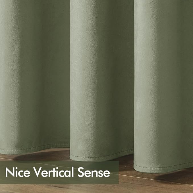 MIULEE Velvet Curtains Sage Green 52 x 108 Inch Length Set of 2