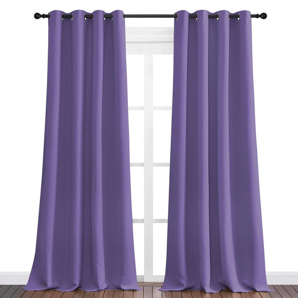 NICETOWN Lilac Purple Blackout Curtains 120" Long for Office, Dining, Guest Room, 55" Wide, 2 Pieces, Sound Reducing Heat and Cold Block Curtain Panels for Modern Decorative