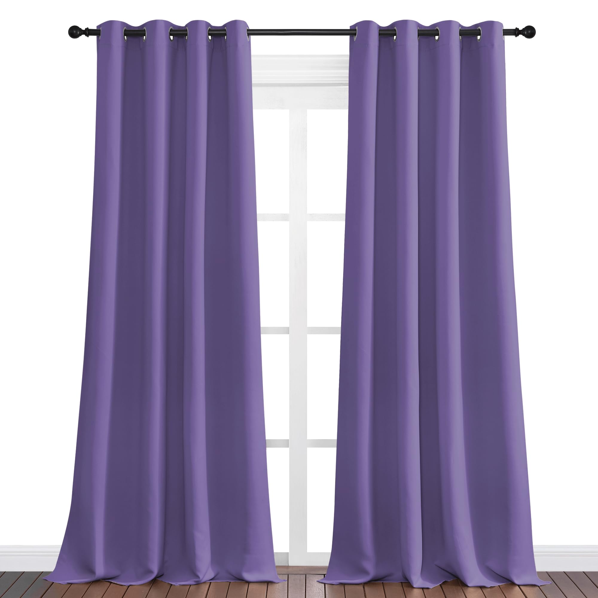NICETOWN Lilac Purple Blackout Curtains 120" Long for Office, Dining, Guest Room, 55" Wide, 2 Pieces, Sound Reducing Heat and Cold Block Curtain Panels for Modern Decorative
