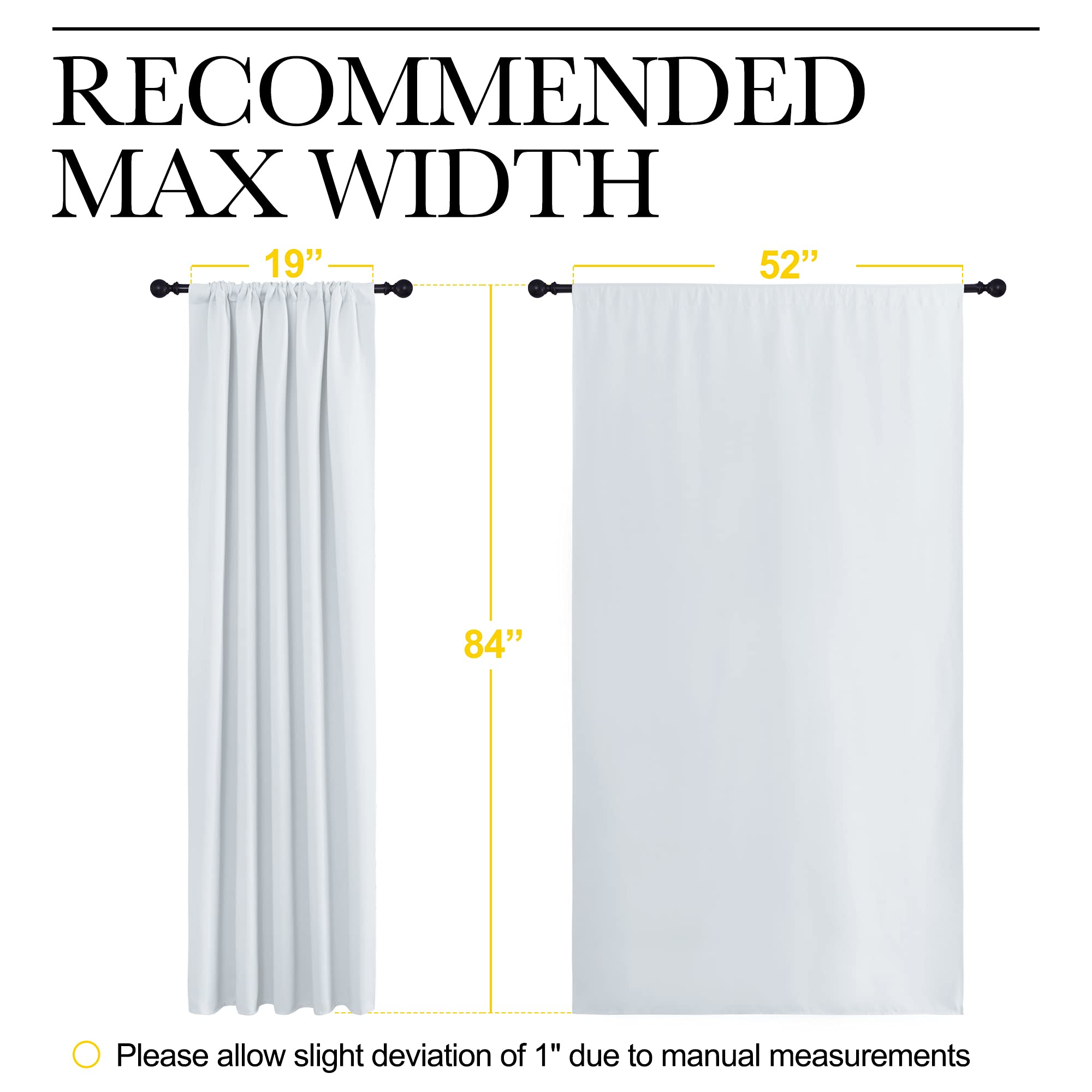 NICETOWN Greyish White Bedroom Curtain Panels - Multi-Function Noise Reducing Performance Window Treatment Thermal Insulated Rod Pocket Room Darkening Drapes for Nursery (2 Panels, 52 by 84)