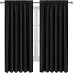 DWCN Blackout Curtains for Living Room Thermal Insulated, Energy Saving & Noise Reducing Bedroom Curtains, Black, W 70x L 72 Inch, Set of 2 Rod Pocket Curtain Panels