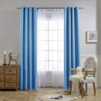 NICETOWN Sky Blue Blackout Curtains - Home Decor Window Treatment Ring Top Blackout Draperies Curtains for Living Room (2 Panels， 52 by 84， Blue)