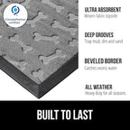 GORILLA GRIP 100% Waterproof All-Season WeatherMAX Doormat 35x23, US Designed Natural Rubber, Stain and Fade Resistant, Low Profile Indoor Outdoor Door Mats, Easy Clean Patio Mat, Light Gray Bones