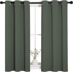 NICETOWN Sleek Blackout Curtains 48 inches Length for Small Windows, Dark Mallard Noise Reducing and Block Draft Panels for Door Doorway Laundry Office Luxury Decor Theme (2 Panels, W34 x L48 -Inch)