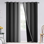 SimpleHome Black and Greyish White Blackout Curtains for Bedroom 96 Inches Long, Room Darkening Grommet Curtains for Living Room,Thermal Insulated Ombre Drapes,2 Panels, 52x96 inches Length