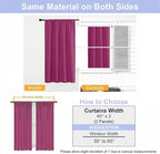 Simplebrand Ava Hot Pink Blackout Curtains for Bedroom 72 Inch Length 2 Panels Set, Privacy Thermal Insulated Rod Pocket Door Window Curtains for Patio French Door Front Door, W40 x L72 Inch