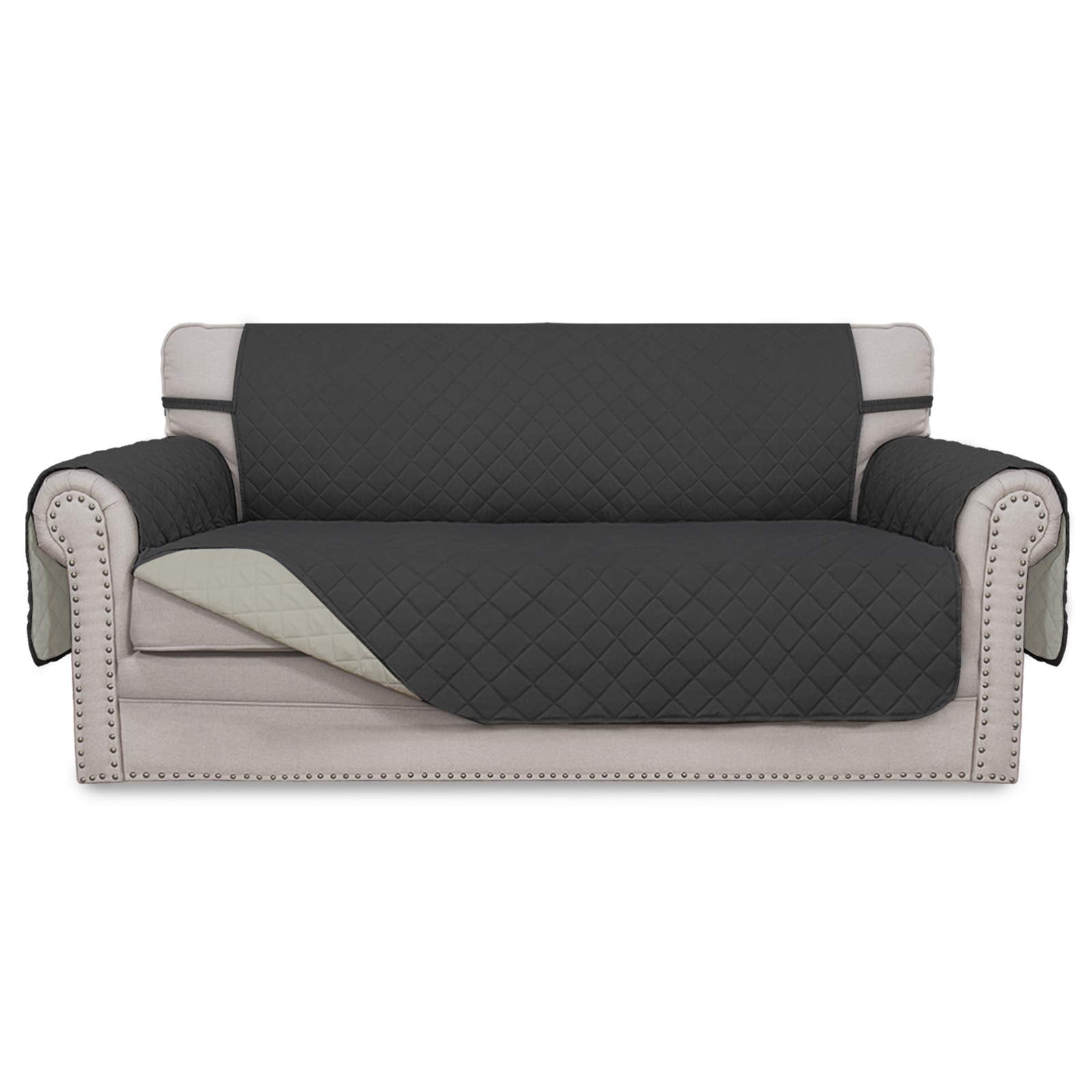 Easy-Going Reversible Couch Cover, 2 Cushion Sofa, Darkgray/Beige