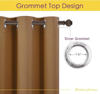 NICETOWN Bedroom Curtain Panels Blackout Draperies, Gold Brown, 1 Pair, 34 by 70-inch, Thermal Insulated Solid Grommet Blackout Curtains/Drapes