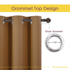 NICETOWN Blackout Curtain Panels for Bedroom, Gold Brown, 2 Panels, W70 x L63-inch, Grey, Thermal Insulated Grommet Top Blackout Draperies and Drapes for Basement