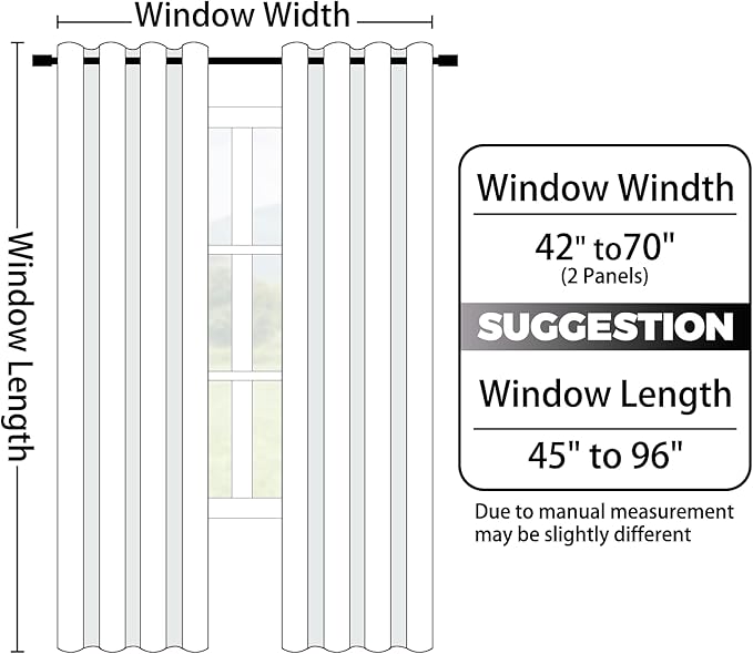 Yakamok 100% Blackout Curtains 72 Inch Length 2 Layers,Black Curtains for Bedroom Ombre Room Darkening Grommet Gradient Drapes, Light Blocking Thermal Insulated Window Curtains for Living Room