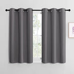 NICETOWN Grey Blackout Curtain Panels for Bedroom, 2 Panels, W29 x L30-inch, Thermal Insulated Grommet Top Blackout Draperies and Drapes for Basement
