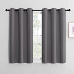 NICETOWN Blackout Curtain Panels for Bedroom, Grey, 2 Panels, W29 x L20-inch, Thermal Insulated Grommet Top Blackout Draperies and Drapes for Basement