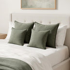 MIULEE Decorative Linen Euro Sham Pillow Covers 24x24 Inch Olive Green