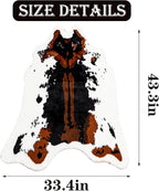 Faux Cowhide Rug Cow Print Area Rug Premium Faux Animal Skin Hide Rugs Tricolor Decor Carpet Non-Slip Small Cowhide Rugs Mat for Bedroom Living Room Office Kitchen 43.3X33.4Inches