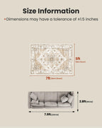 AMADA HOMEFURNISHING 5x7 Area Rugs, Washable Living Room Rug Low-Profile with Non-Slip Backing & Durable Edge Binding, Vintage 5x7 Rugs for Living Room, Bedroom, Dinning Room