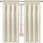 DWCN Blackout Curtains for Bedroom – Rod Pocket Thermal Insulated Noise Reducing Noise Reducing Drapes for Living Room, W 38 x L 63 Inch, 2 Panels, Light Beige