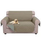 U-NICE HOME Loveseat Sofa Cover for 2 Cushion Couch, Khaki/Light Grey
