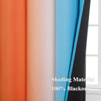 Ombre Orange and Blue Curtains 63 Inch Length 2 panels, Total Blackout Curtains for Bedroom, Grommet Thermal Insulated Gradient Drapes, Full Light Blocking Curtains for Boys Room, 52x63 Inch